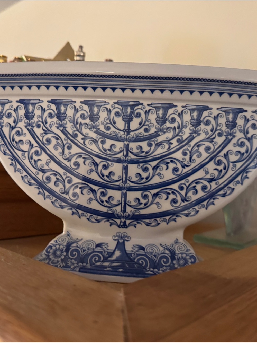 Spode Blue & White Decorative Menorah